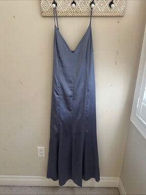 Dynamite Slate Blue Satin Slip Dress